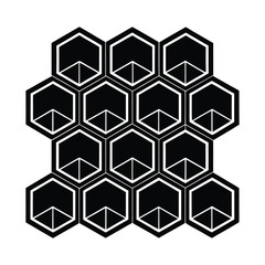 Obraz premium Apartment block formed by hex shapes on white background