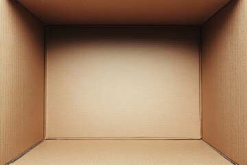 Empty cardboard box interior, light beige color.  Empty space ready for contents