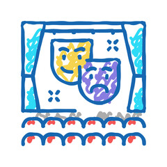 spectacle in amusement park icon doodle illustration