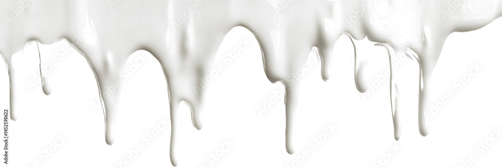 Poster effusion of liquid alabaster a stream of white paint cascading down on isolated backdrop