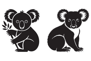 black and white cartoon illustration of koala © Stocker01