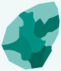 Map of San Marino with regions. Just a simple country border map with region division. Teal color palette. Plain San Marino shape with administrative division. Vector illustration.