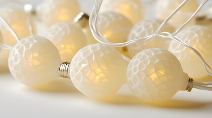 Elegant White Textured Globe String Lights Festive Decor