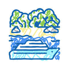 tropical cruise vacation icon doodle illustration