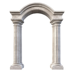A majestic archway with ornate columns. The architectural design exudes grandeur and timeless elegance