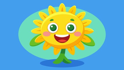 Happy Smiling Sunflower Cartoon Character Illustration