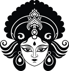 Durga Devi silhouette  vector illustration 