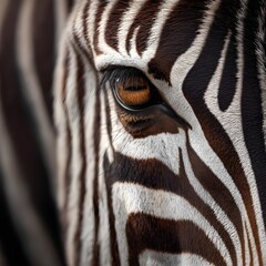 Close-Up of Zebra's Eye with Striking Stripes