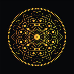 Elegant Gold Mandala Design on Black Background
