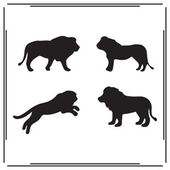 Lion silhouette, Lion illustration , Lion clipart, Lion vector , Lion icon , black Lion, Lion illustration on white background, Lion vector illustration ,