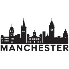 Obraz premium Manchester skyline Vector Black silhouettes. with white background