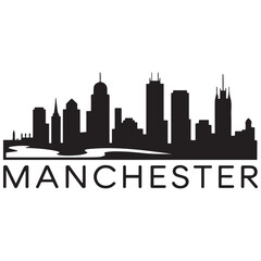 Fototapeta premium Manchester skyline Vector Black silhouettes. with white background