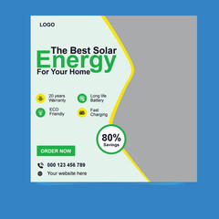 Green Solar Energy Social Media Post Design – Eco-Friendly Renewable Power
