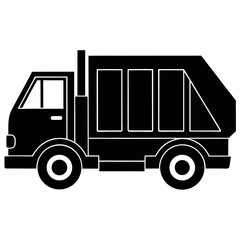 Waste Collection Truck Silhouette Illustration – Public Sanitation Concept
