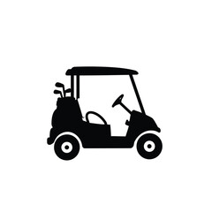 Golf cart vector silhouette, black golf car icon vector
