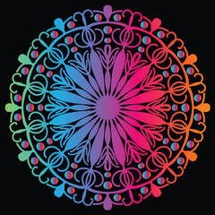 Vibrant Rainbow Mandala Design Element for Print