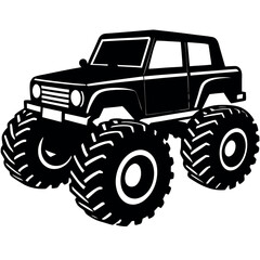 Side View of Big Tire Monster Vehicle – Clean Silhouette Design