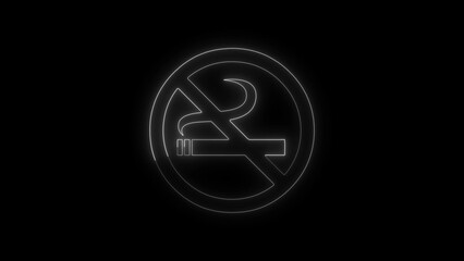 Neon no smoking icon with glowing lights and modern design on dark icon 
