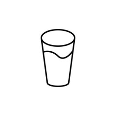 Line icon of a water-filled glass, perfect for hydration, health, cafe, or clean water concepts.