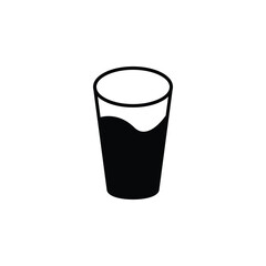 Line icon of a water-filled glass, perfect for hydration, health, cafe, or clean water concepts.
