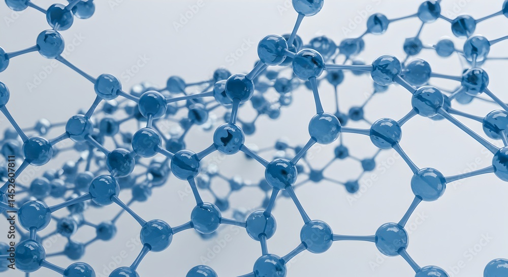 Aufkleber abstract molecular structure 3d rendering of interconnected blue spheres and bonds representing comp