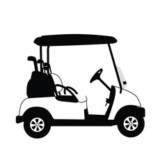 Golf cart vector silhouette, black golf car icon vector