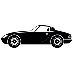 Convertible Sports Car Silhouette – Roadster in Bold Black Outline