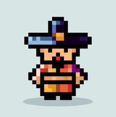 Korean pixel art character vector.