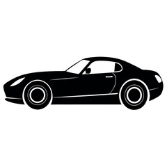 Solid Black Silhouette of Roadster – Clean and Modern Sports Car Icon