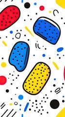 Vibrant abstract pattern with geometric shapes and bold colors