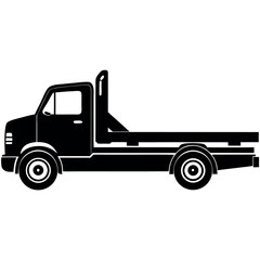 Minimalist Silhouette of a Tow Truck with Hook or Flatbed Platform