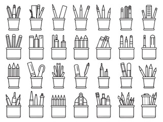 Pen Holder Icon Modern Office Solution.eps