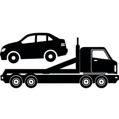 Vehicle Assistance Tow Truck Silhouette – Solid Icon on White