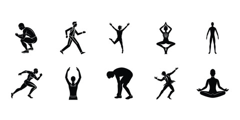 A bundle of fish silhouettes vector illustrations on a white background