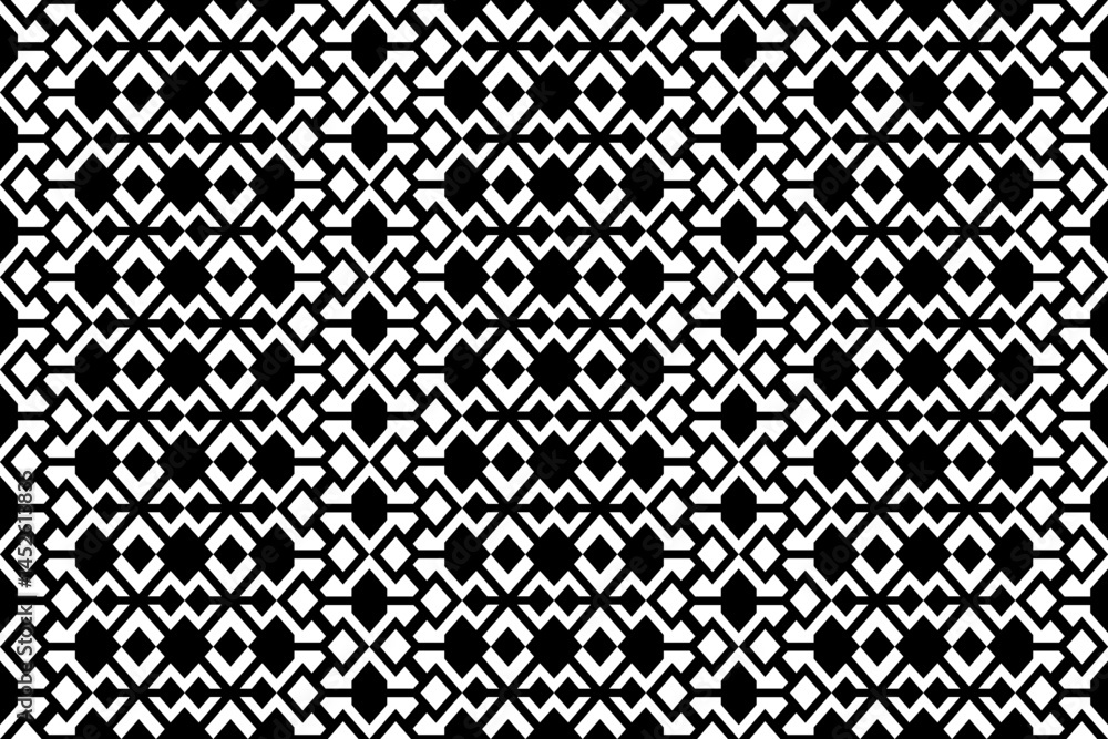 Poster abstract seamless geometric pattern with squares and rhombuses. black and white repeating decorative