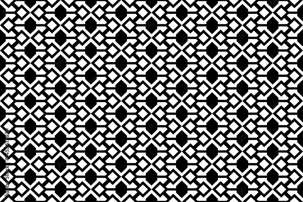 Poster abstract seamless geometric pattern with squares and rhombuses. black and white repeating decorative