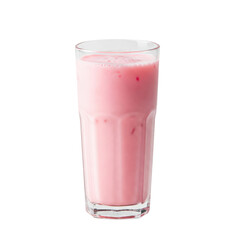 Rose milk drink in a tall glass