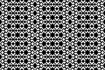 Abstract seamless geometric pattern with squares and rhombuses. Black and white repeating decorative pattern design.