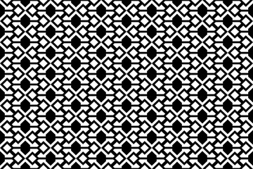 Abstract seamless geometric pattern with squares and rhombuses. Black and white repeating decorative pattern design.