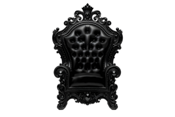 A old style black throne on transparent background 