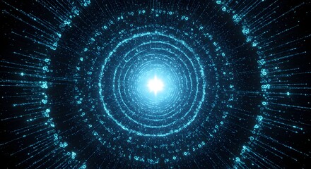 Luminous Abstract Tunnel A mesmerizing digital art piece depicting a vibrant, swirling vortex of light and energy, perfect for science fiction, technology, or abstract backgrounds.