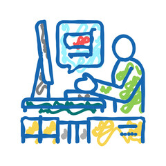 ecommerce store owner icon doodle illustration