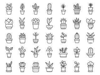 Plant Pot Icon Collection for Garden Lovers.eps