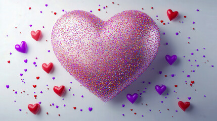 Obraz premium Heart with confetti on a white background for valentine