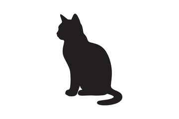 Cat silhouette on white background.01