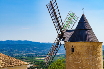 Wind mill in Saint-Saturnin-les-Apt village in France