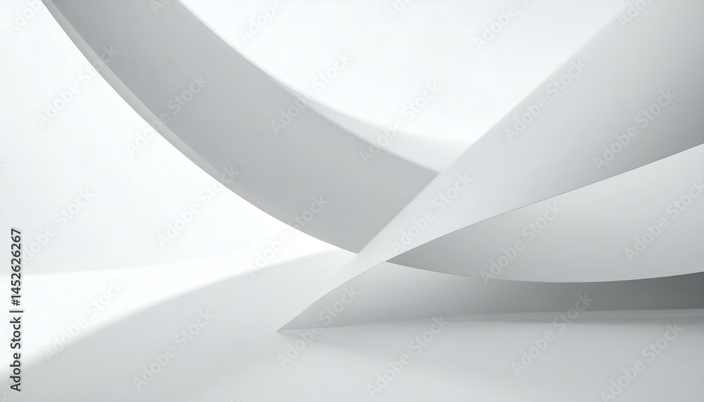 Poster abstract white curves and shadows. minimalist modern architecture design. ideal for backgrounds, web