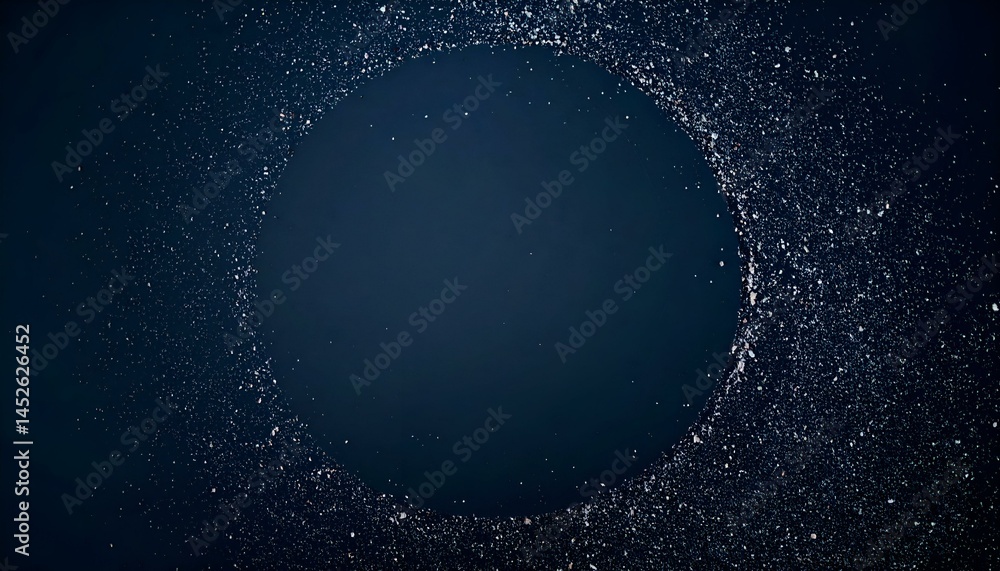 Aufkleber dark blue background with a circular empty space framed by scattered particles. perfect for design e