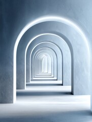 Obraz premium Arched Tunnel Perspective: Modern Architecture, Light and Shadow, Minimalist Design