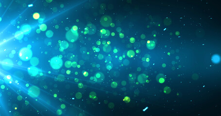 Glitter particles moving with subtle dust grains light flares award bg. Dreamy atmosphere of success achievement celebration. Christmas elegant, Dust flickering, screen bokeh award function bg.